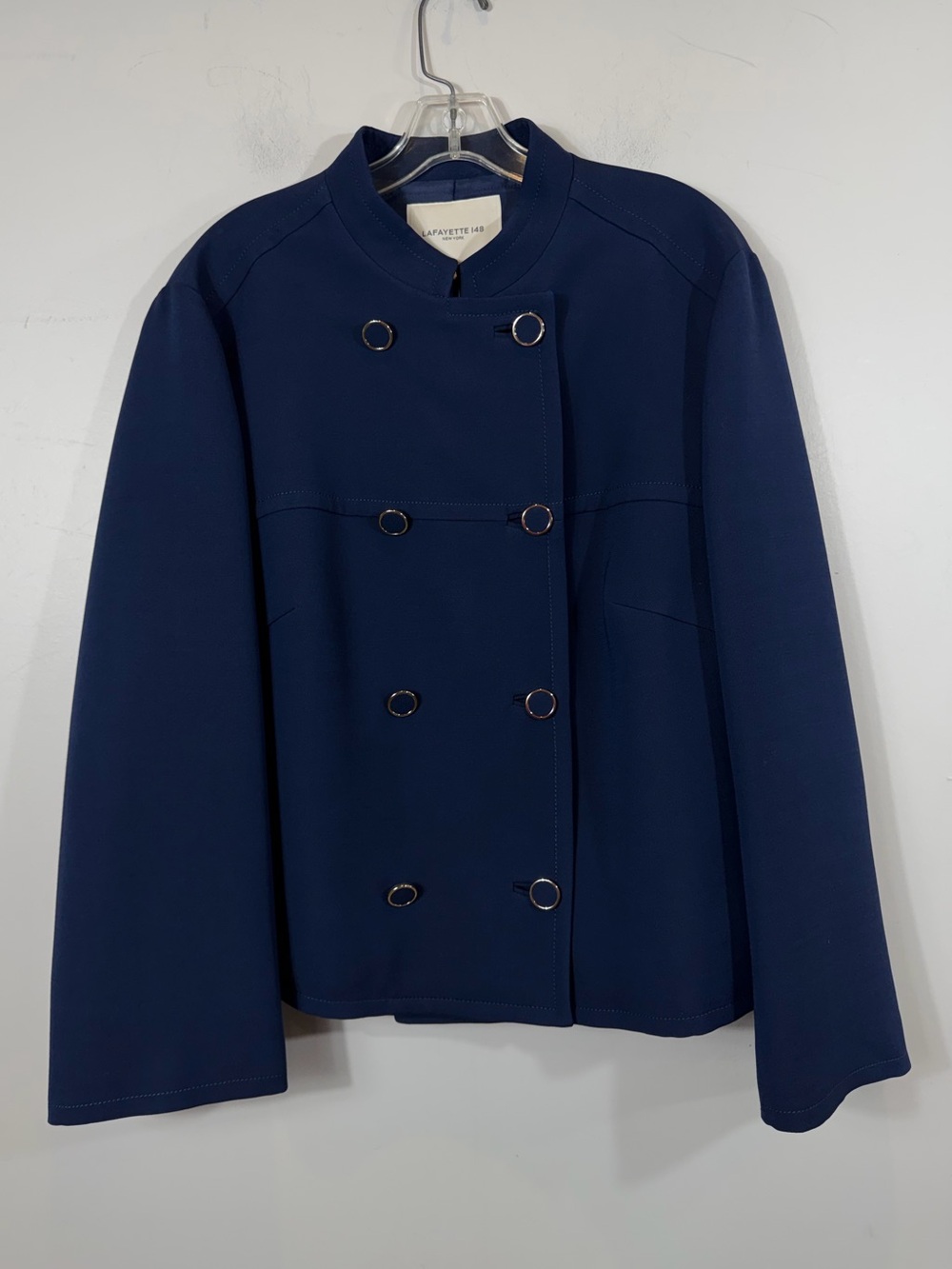 Lafayette 148 New York Midnight Blue Double Breasted Jacket Size 16 NWT